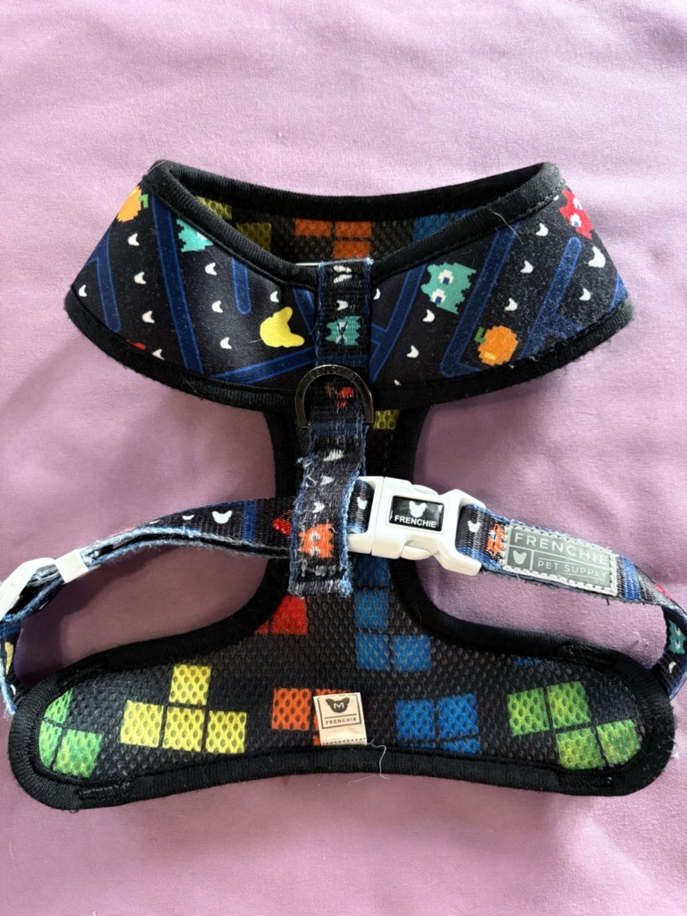 MEDIUM Frenchie Black Retro Arcade Dog Harness - Picture 2 of 2